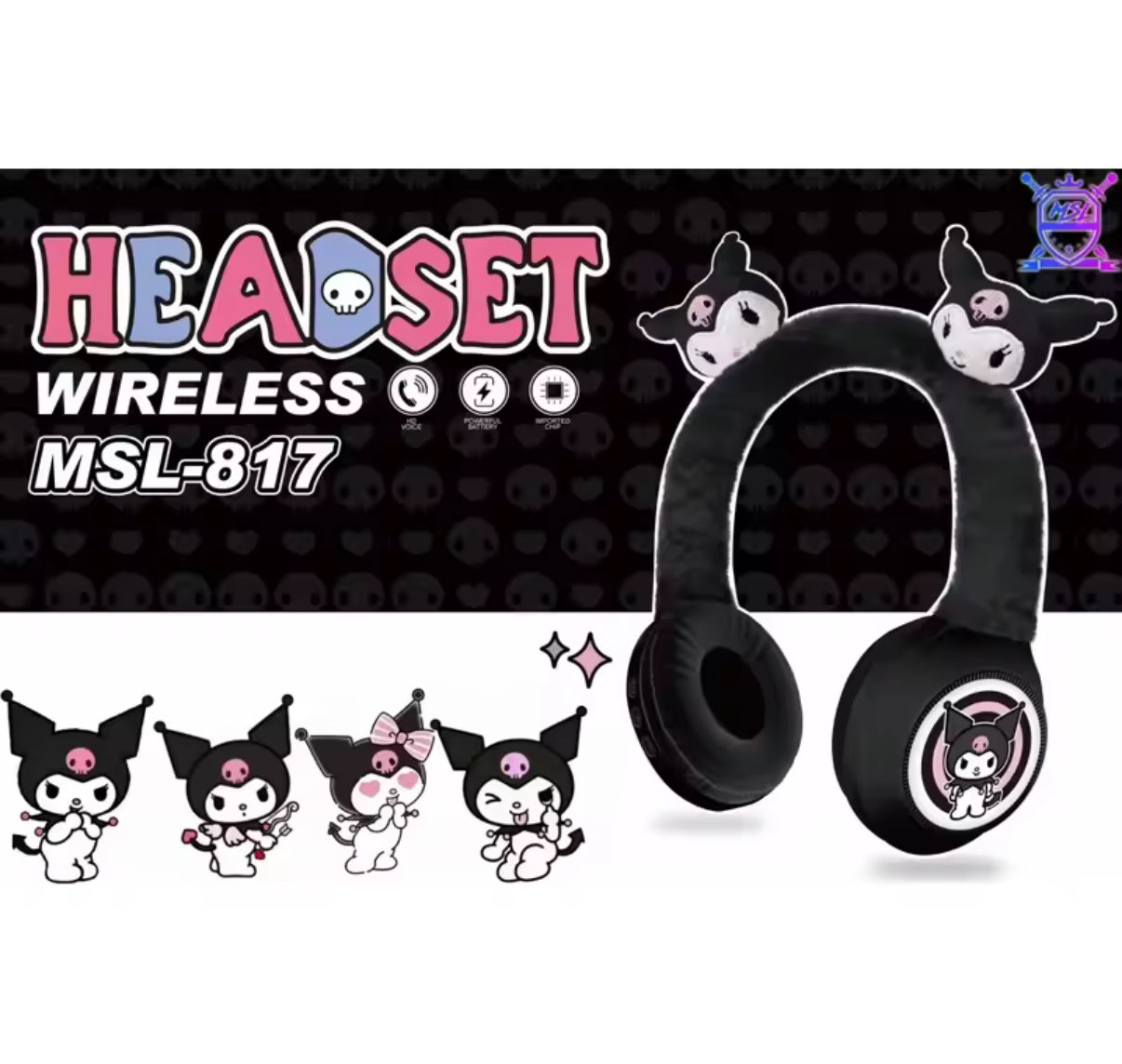 Sanrio Kuku Black / White Wireless Bluetooth
Headphones HIFI Stereo Plush Headphones with Microphone
Children's Gifts Anime Cartoon - Perfect Birthday / Christmas Gift**