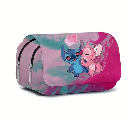 Disney Cartoon Stitch Children Pencil/Pen Bag - Stationery - Kawaii School Double Zipper Stationery Storage Bag - Perfect For School / Office