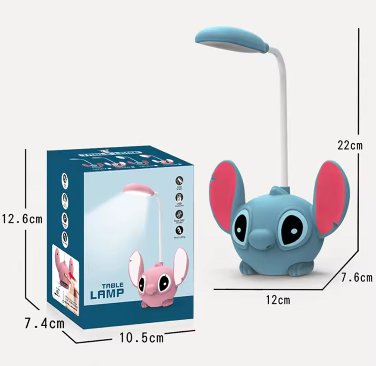 Stitch Anime Lamp - Night Light USB Charging with Pencil Sharpener - Anime / Cartoon - Kids Bedroom Lamp - Boys and Girls - Perfect Kids Birthday / Christmas Gift