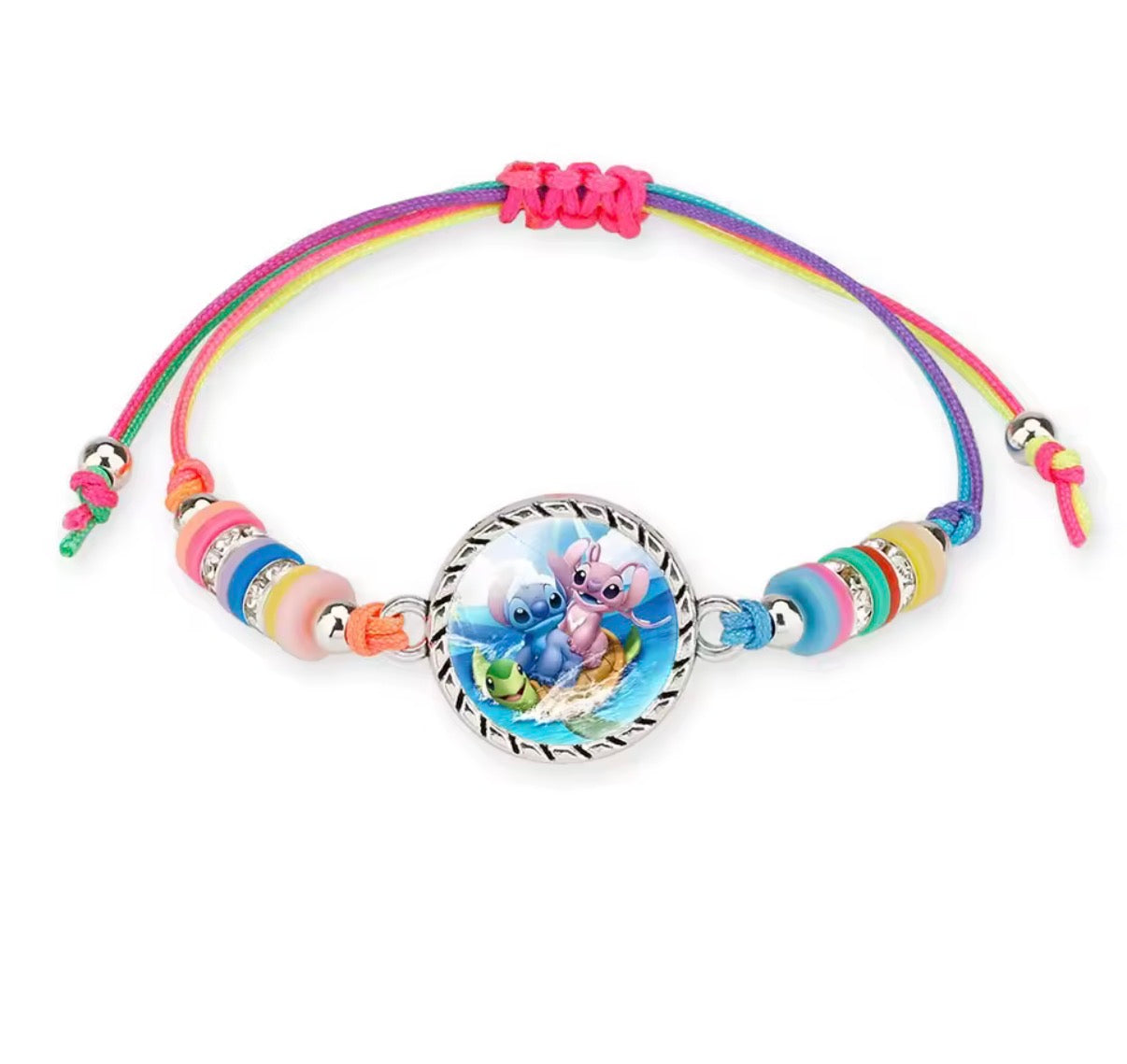 Disney Lilo & Stitch / Angel Anime Bracelet Cartoon Lilo & Stitch Adjustable Rope Rainbow Coloured Beads Pendant Cute Wristand - Accessories Kids Toys Girls Bracelet Christmas Party Gift -
19 Different Designs
Stitch