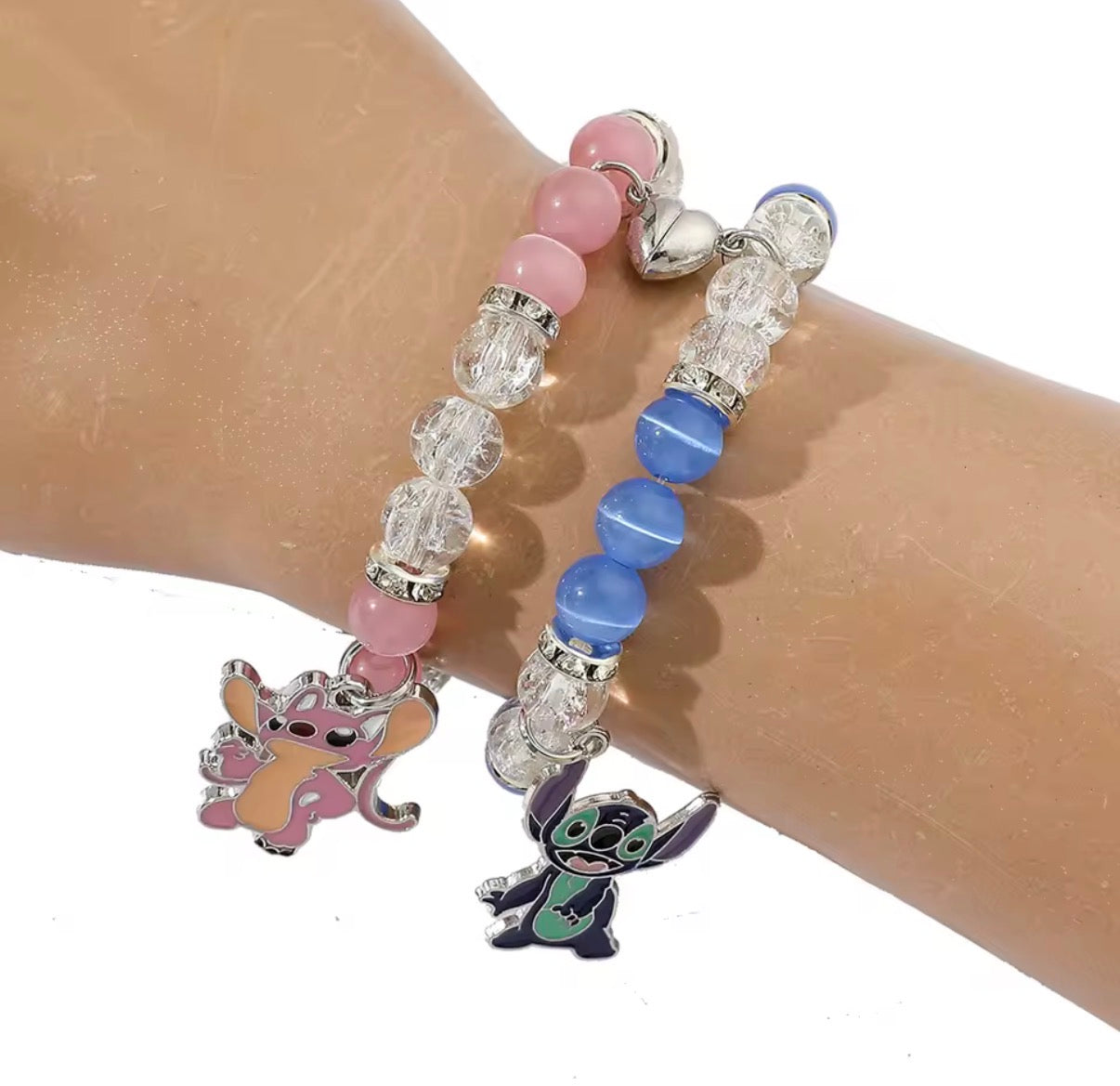 2pcs/set Stitch Anime Bracelet Stitch Dolls Love Magnet Rope Chain Wristband Kid Toys Couple Boy Girls Birthday Toy Gifts - Perfect Birthday / Christmas Gift - 4 Designs - With Giftbox