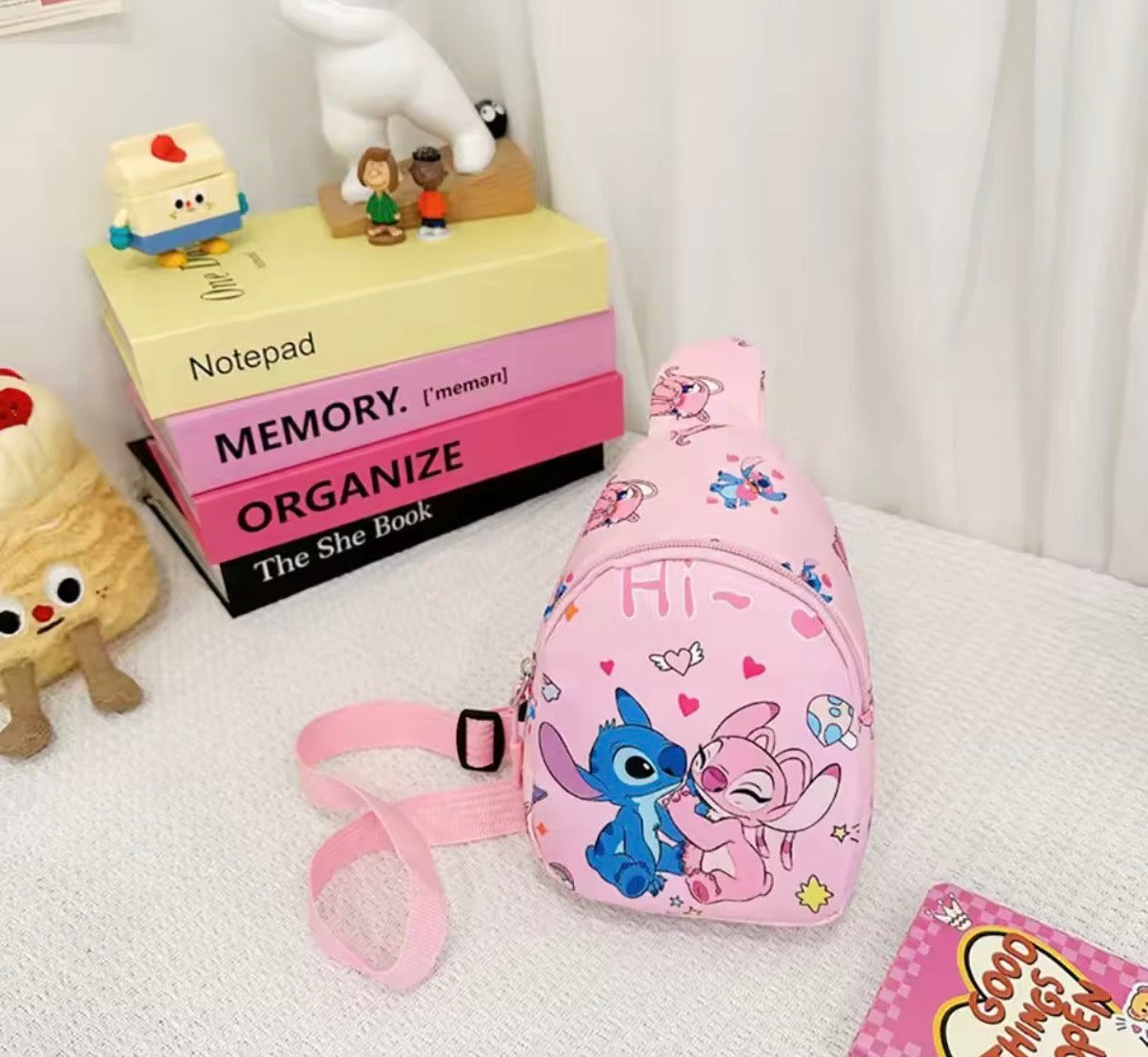 Disney Stitch Chest Bag - Cute Mini Outdoor School / Travel Shoulder Bag For Boys &
Girls - Children’s Zipper Waist Bag Kawaii Gift - Available in 13
Different Colours & Designs