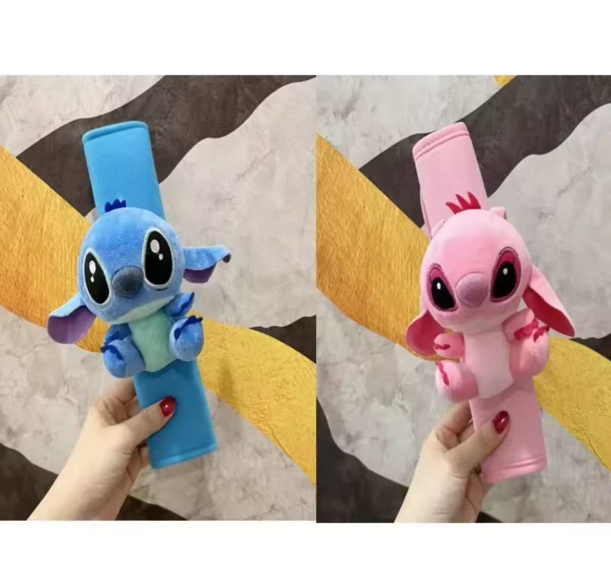 Stitch / Angel Men's, Women's & Kids Car Seat Belts Plush Covers - Cute Kawaii Creative Cartoon Doll Plush Car Decorative Shoulder Cover - Anime - Perfect Gift Idea