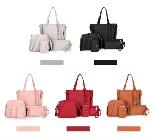 4 Piece - Women's Bags Designer New Tassel Pu Leather Shoulder Bag Crossbody Bag Purses And Handbags Set 4
Pieces Bags Female Travel Tote - Available In 3 Colours - Perfect Birthday / Christmas Gift