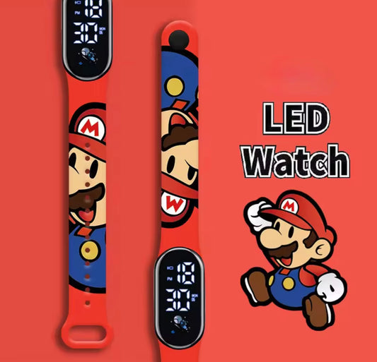 Super Mario Bros - Anime Cartoon - LED Watch - Silicone Strap - Colourful Digital Watch - Kawaii - Perfect Birthday / Christmas Gift For Kids**