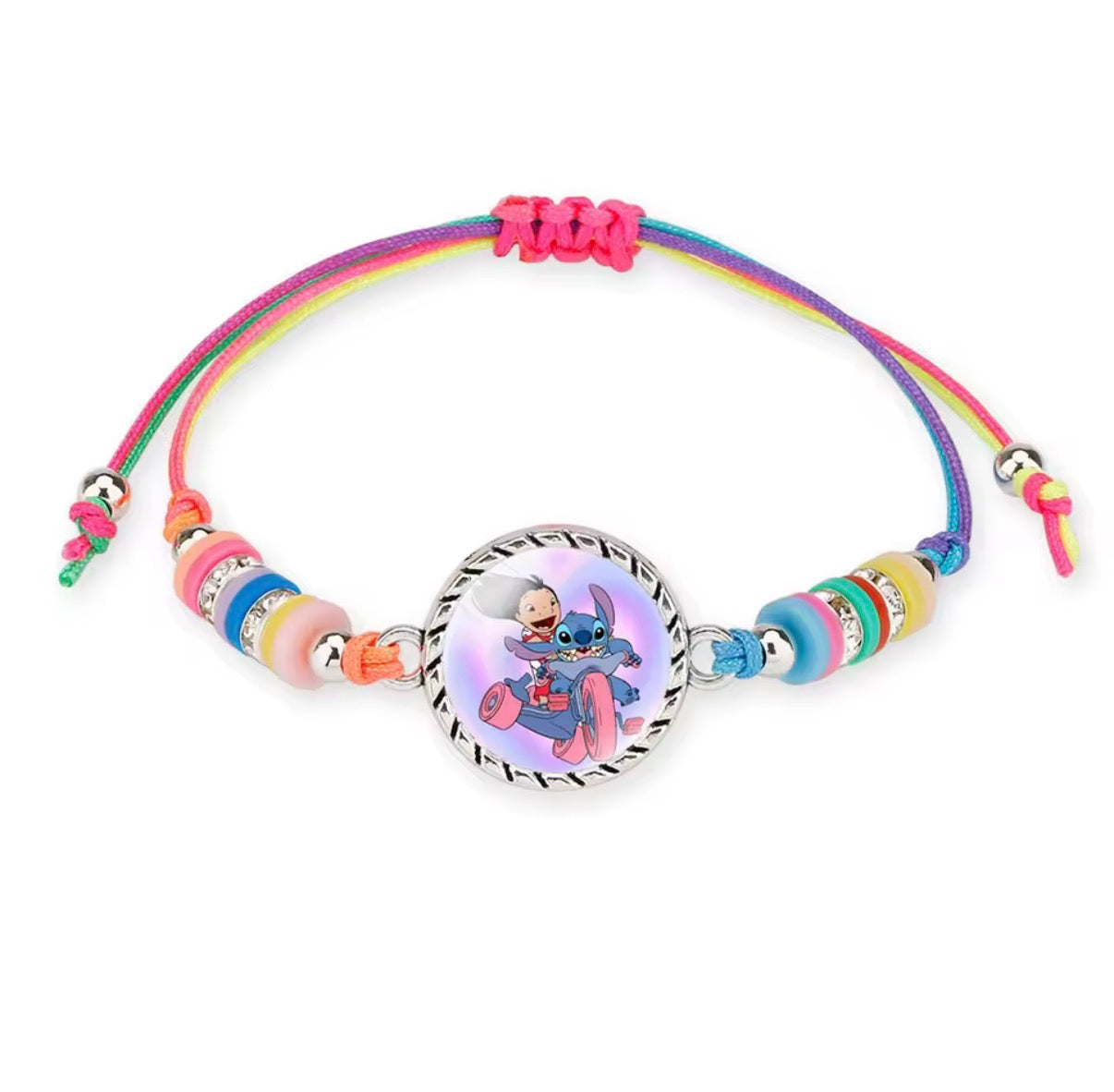 Disney Lilo & Stitch / Angel Anime Bracelet Cartoon Lilo & Stitch Adjustable Rope Rainbow Coloured Beads Pendant Cute Wristand - Accessories Kids Toys Girls Bracelet Christmas Party Gift -
19 Different Designs
Stitch
