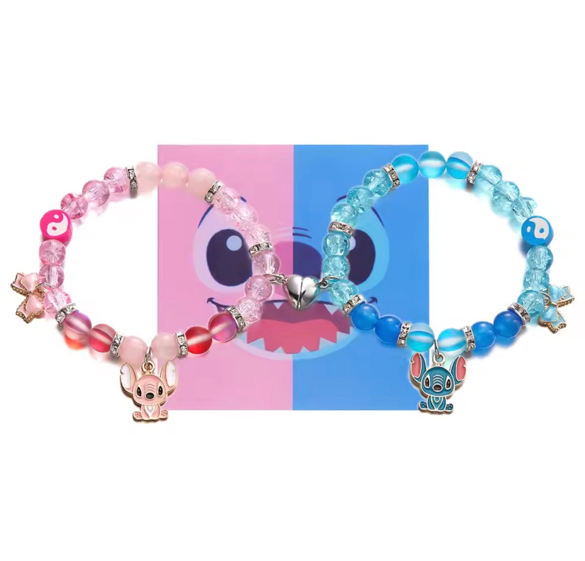 2pcs/set Stitch Anime Bracelet Stitch Dolls Love Magnet Rope Chain Wristband Kid Toys Couple Boy Girls Birthday Toy Gifts - Perfect Birthday / Christmas Gift - 4 Designs - With Giftbox