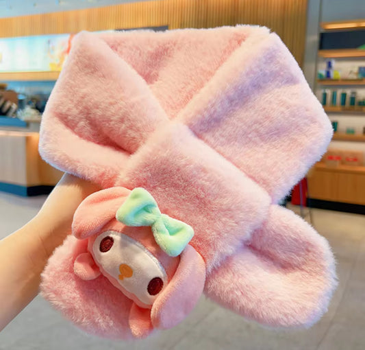 Sanrio Plush Scarf Anime Cartoon My Melody, Kuromi, Cinnamoroll, Pompompurin - Autumn/Winter Soft Warm Scarf - Girls Christmas Gifts