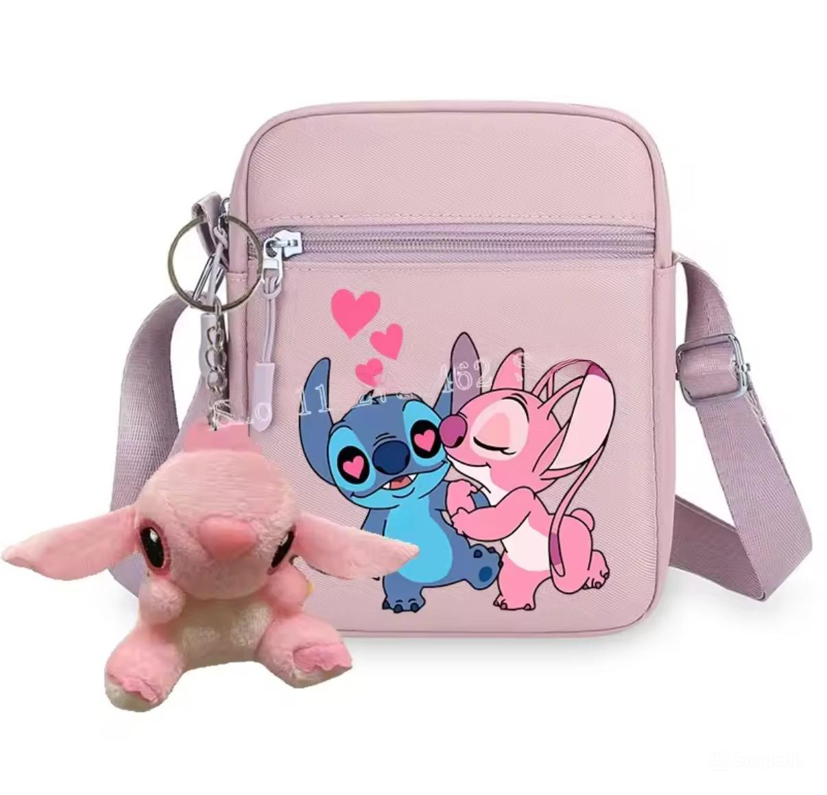 Disney Stitch Anime Cute Shoulder Bag & Plush Keychain For Girls /Women & Boys - Messenger Pouch Bag - Girls Boys Outdoor Sport Wallet Travel Bag - Perfect Birthday /
Christmas Gift - Pink & Blue & Beige