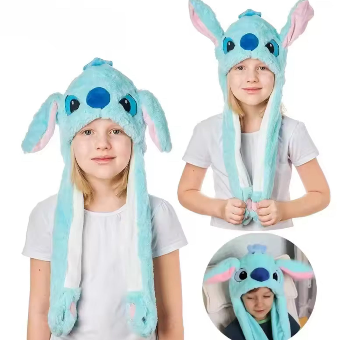 Disney Anime Stitch Plush Bunny Ears Hat Cartoon Cute Stitch
Children Girls Boys Ear Movable & LED Flashing Lights Autumn Winter Warm Hats
- Kids Birthday / Christmas Gift