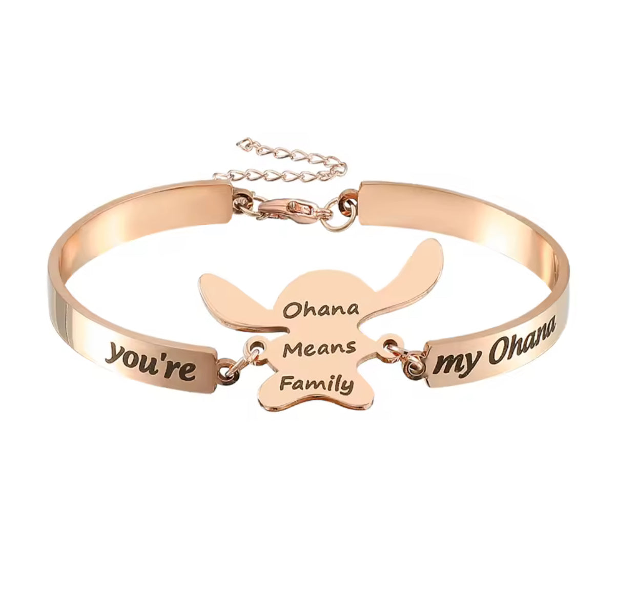 Stitch Anime / Cartoon - Ohana Means Family Anime
Bracelet - Stainless Steel Jewellery - Cute Bracelets Gift for Girl / Woman - Silver & Rose Gold Coloured
