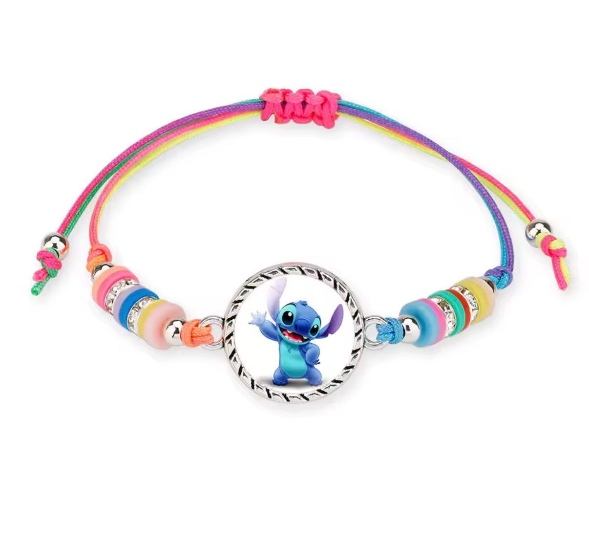Disney Lilo & Stitch / Angel Anime Bracelet Cartoon Lilo & Stitch Adjustable Rope Rainbow Coloured Beads Pendant Cute Wristand - Accessories Kids Toys Girls Bracelet Christmas Party Gift -
19 Different Designs
Stitch