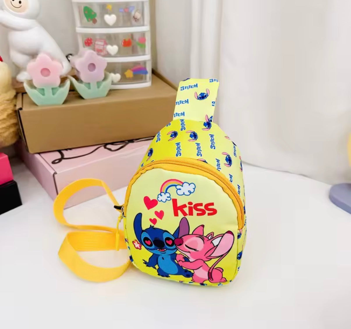 Disney Stitch Chest Bag - Cute Mini Outdoor School / Travel Shoulder Bag For Boys &
Girls - Children’s Zipper Waist Bag Kawaii Gift - Available in 13
Different Colours & Designs