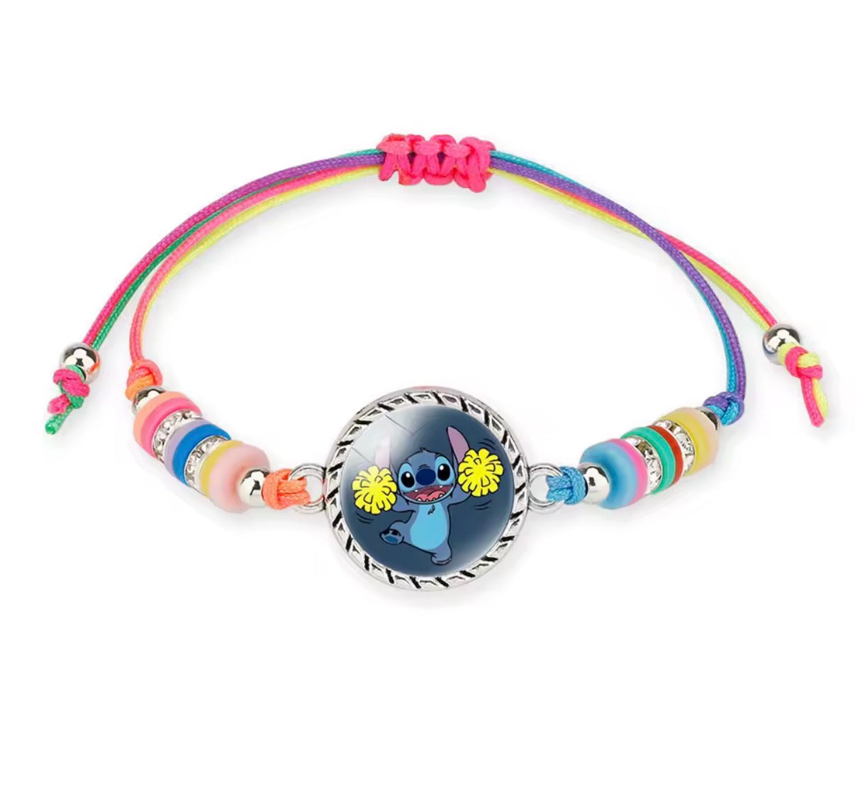 Disney Lilo & Stitch / Angel Anime Bracelet Cartoon Lilo & Stitch Adjustable Rope Rainbow Coloured Beads Pendant Cute Wristand - Accessories Kids Toys Girls Bracelet Christmas Party Gift -
19 Different Designs
Stitch