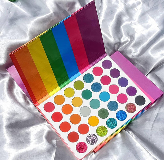 Rainbow Eyeshadow Palette - 35 Colours Eye Shadow Palette - Matte And Shimmers Makeup Palette, Blendable Waterproof Eye Shadow**
