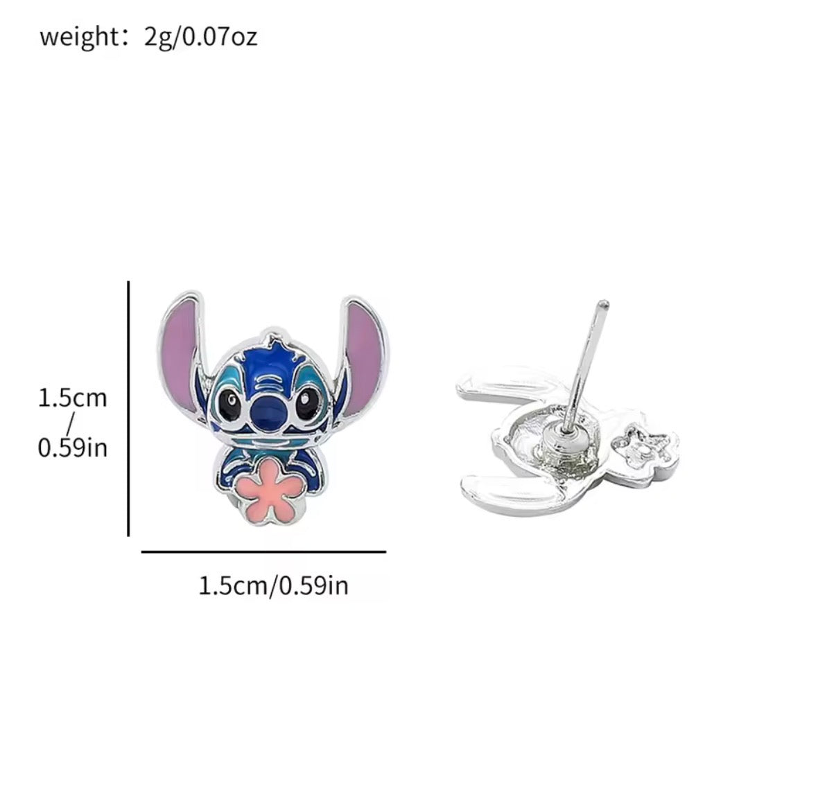 Disney 1pair Cartoon Stitch Ear Studs Kawaii Stitch Silver Metal Coloured Earrings
Delicate Female/Girls Jewellery Accessories - Perfect
Birthday / Christmas Gift - With Giftbox