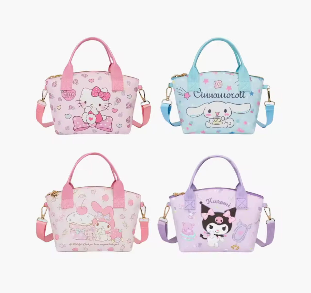 Fashion Cute Anime Cartoon My Melody, Kuromi, Cinnamoroll & Hello Kitty Shoulder Crossbody Bag - Large Capacity Handbag - Makeup Bag - Girls /Woman Birthday & Christmas Gift