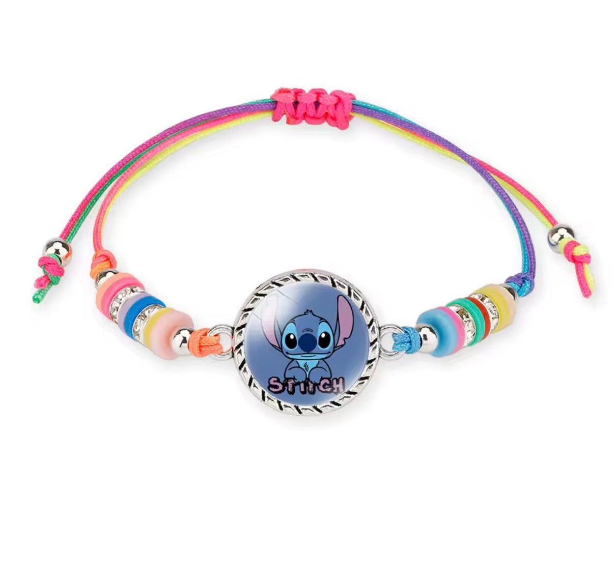 Disney Lilo & Stitch / Angel Anime Bracelet Cartoon Lilo & Stitch Adjustable Rope Rainbow Coloured Beads Pendant Cute Wristand - Accessories Kids Toys Girls Bracelet Christmas Party Gift -
19 Different Designs
Stitch