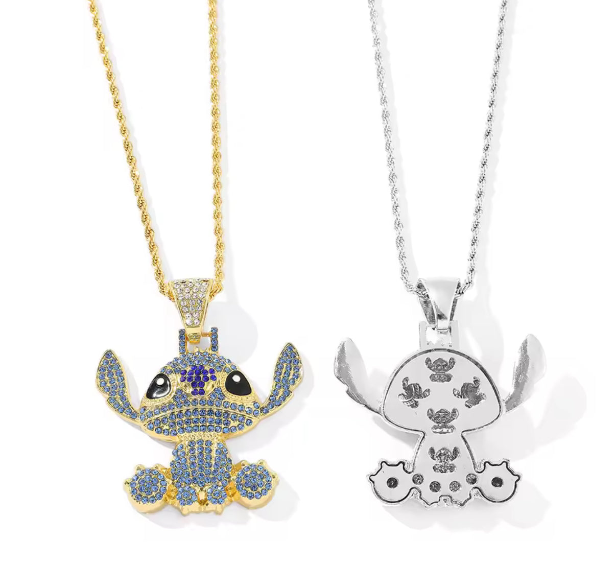 Stitch Hip Hop Necklace Kawaii Stitch Full Rhinestones
Pendant Necklace Fashion Jewellery - Anime Neck Chain - Gold & Silver Coloured Available - Perfect Birthday /
Christmas Gift