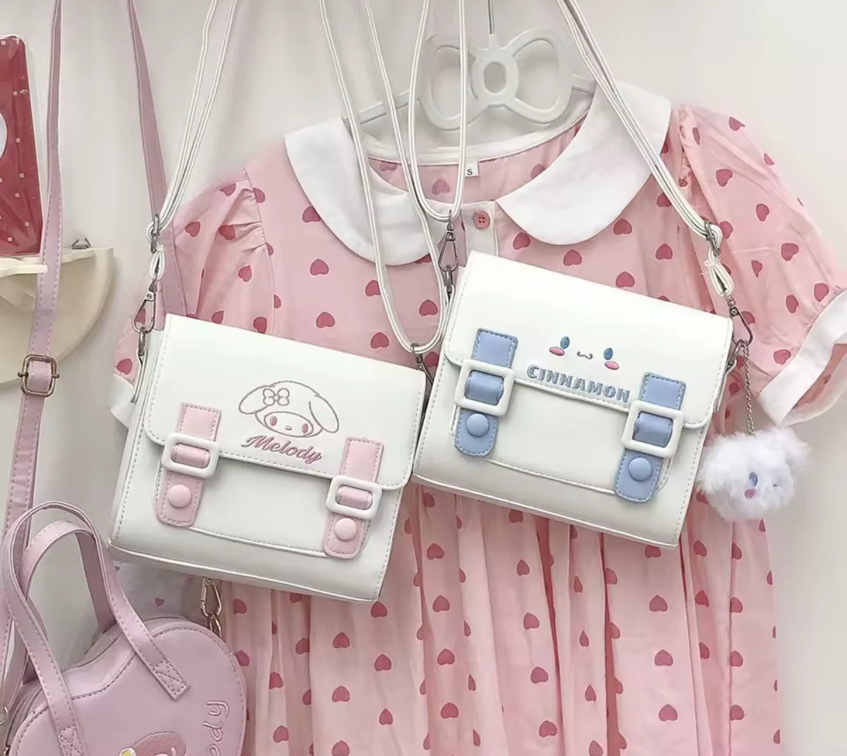Sanrio PU Handbag HelloKitty, My Melody, Kuromi & Cinnamoroll Cartoon Crossbody Bag - Outdoor Bag - Kawaii Shoulder Square Bag - Lovely Birthday / Christmas Gift*