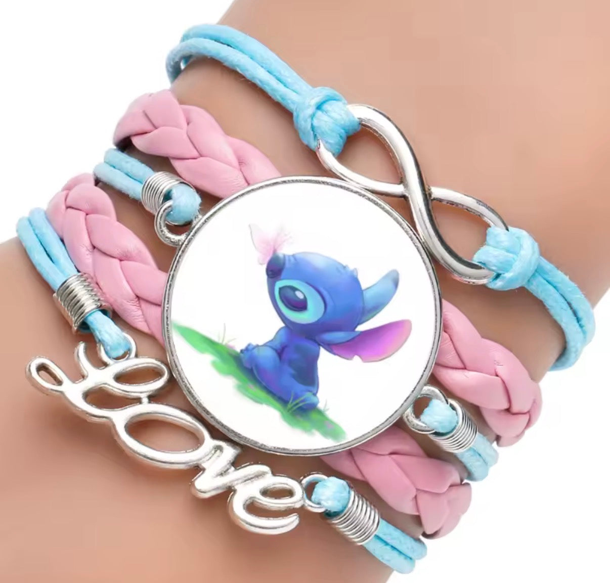 Disney Lilo & Stitch - Handmade Pendant Double Rope Bracelet - Girl Cartoon Telescopic Bracelet - Perfect Kids Birthday / Christmas Gift - Many Different Designs & Colours
