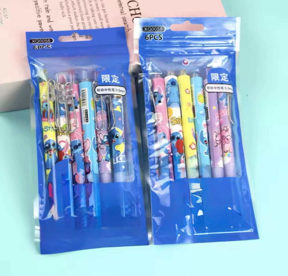 6 Piece Pen Set - Kawaii Stitch Press Gel Pens 0.5mm Black
Ink Signature Pen - School Office Supplies Kids Writing - Stationery - Back To School - Cute Gift For Birthday /
Christmas