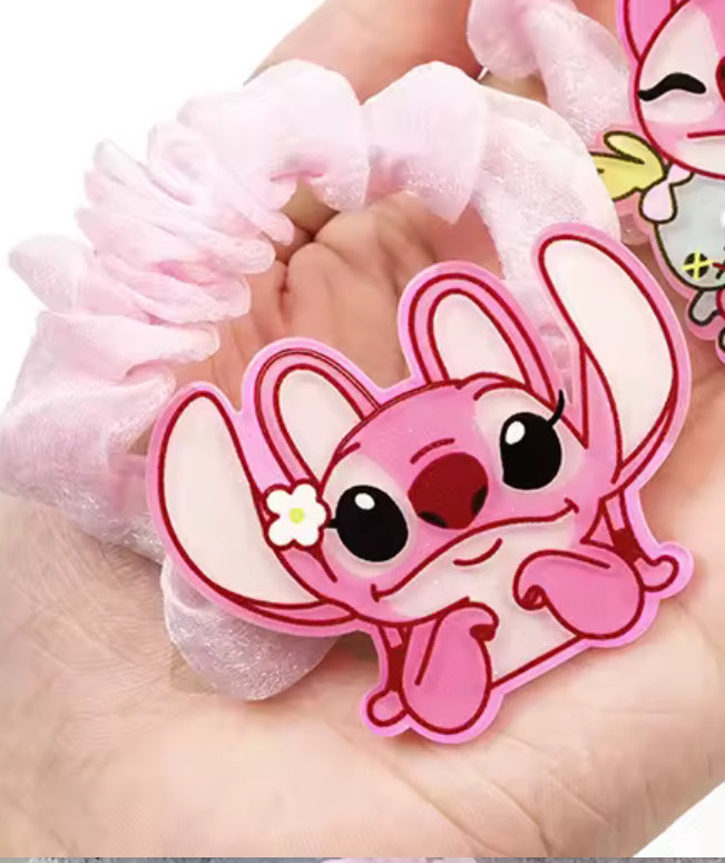 Disney Stitch - 2 Piece (1 Pair) Scrunchie/Bobble Set - Stitch / Angel ‌Lilo & Stitch‌ Element Hair Rope Cartoon Fun Daily Wear Gifts Hair Accessories