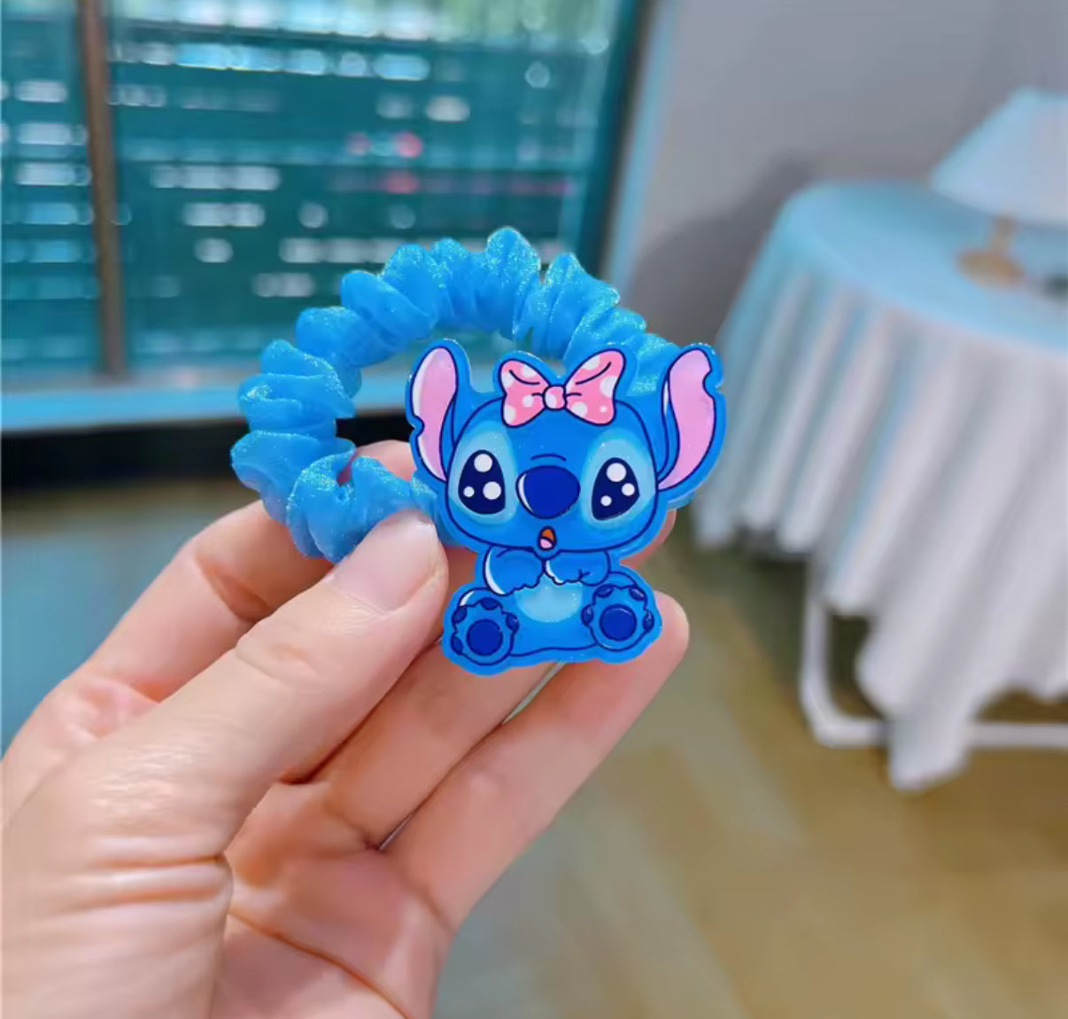 Disney Stitch - 2 Piece (1 Pair) Scrunchie/Bobble Set - Stitch / Angel ‌Lilo & Stitch‌ Element Hair Rope Cartoon Fun Daily Wear Gifts Hair Accessories