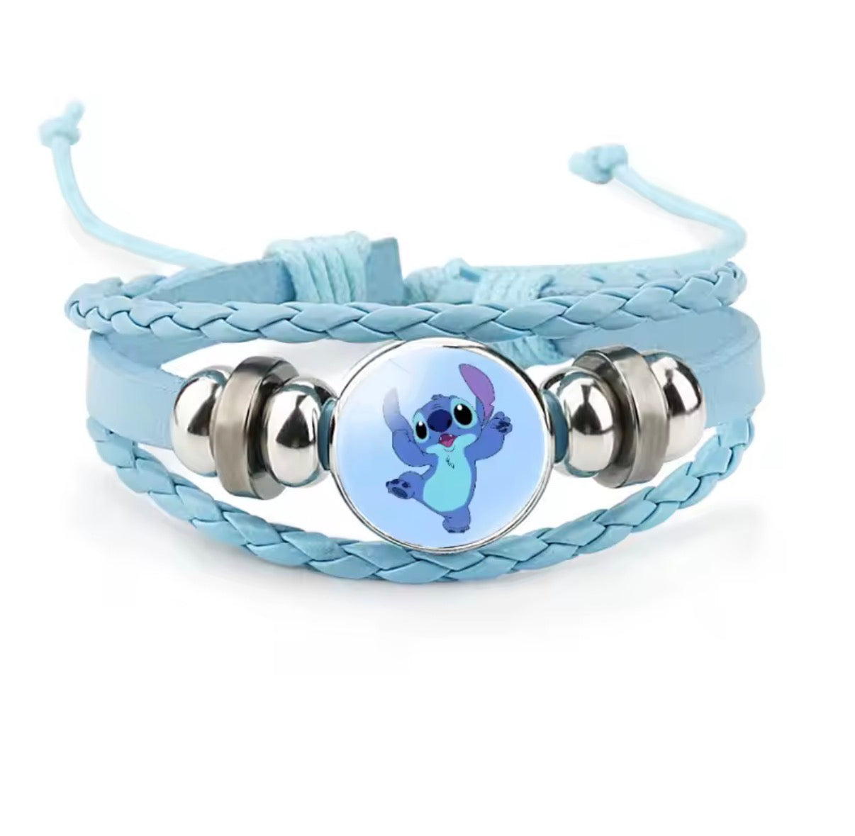 Disney Stitch - Handmade Woven Bracelet Sapphire Blue, Pink & Black Multilayer Cowhide Pendant Rope Bracelet - Animation Surrounding - Kids Birthday / Christmas Gift - 27 Various Designs