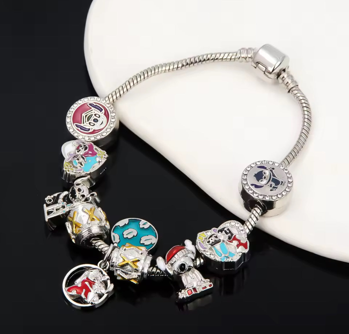 Stitch Anime Cartoon Charm Rope Jewellery for Kids / Girls / Adult - 9 Metal Charms - I Love You Bracelet - Beautiful Gift for Christmas or Birthday - 17cm & 19cm Braclet Length
Available