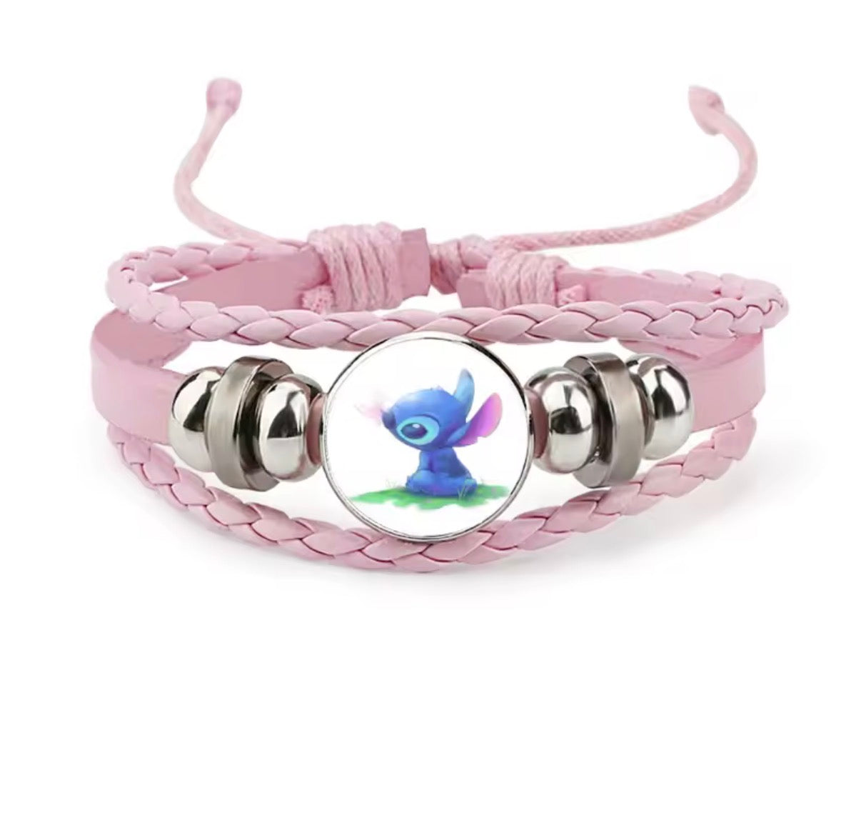 Disney Stitch - Handmade Woven Bracelet Sapphire Blue, Pink & Black Multilayer Cowhide Pendant Rope Bracelet - Animation Surrounding - Kids Birthday / Christmas Gift - 27 Various Designs