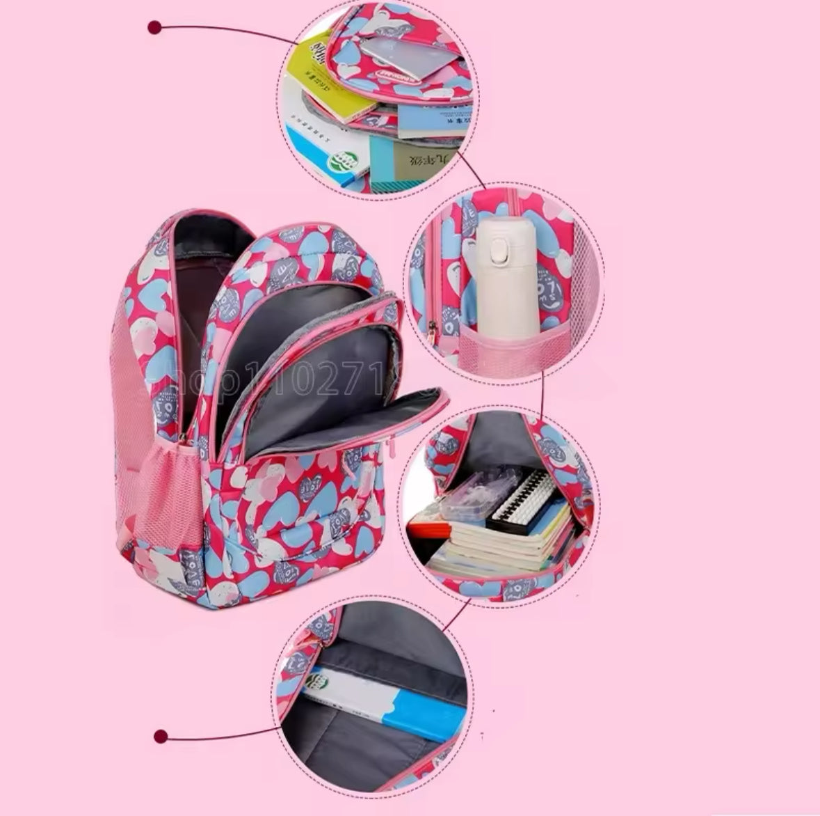 Disney Stitch & Angel Blue / Pink Double Shoulder Backpack for Girls - Back To School Rucksack - Casual School Bags / Travel Bag - Perfect Gift
