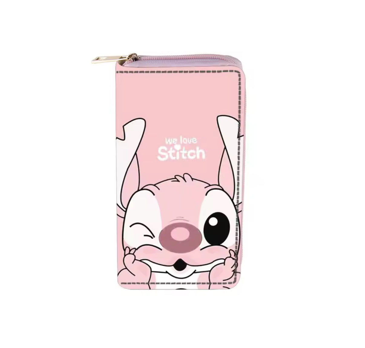 Disney Stitch Long Wallet For Girls / Boys - Coin Purse Card Holder Organiser - Clutch Anime  PU Leather Zipper Purse / Wallet