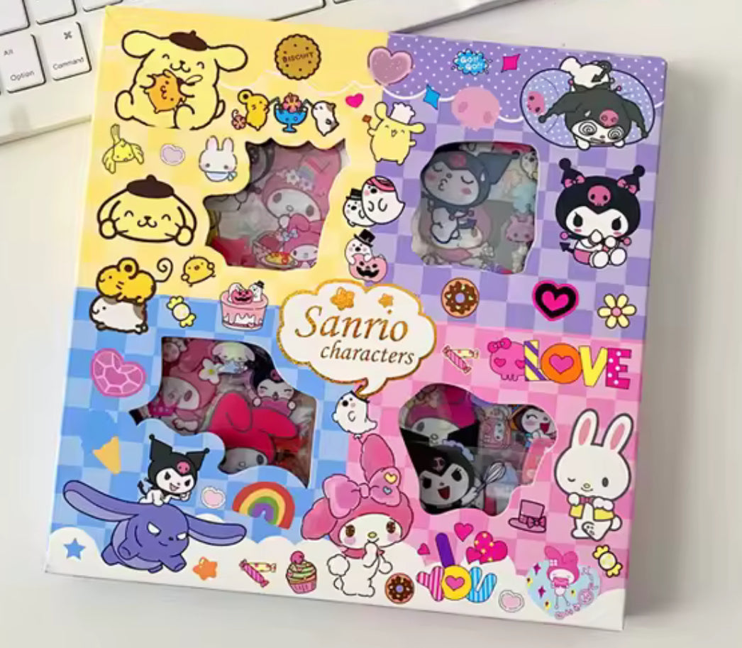 100Pcs Sanrio - Kuromi, Melody, Cinnamoroll & Hello Kitty Transparent Waterproof Stickers Cartoon DIY Stationery - Sticker Gift Box - Perfect Birthday / Christmas Gift**