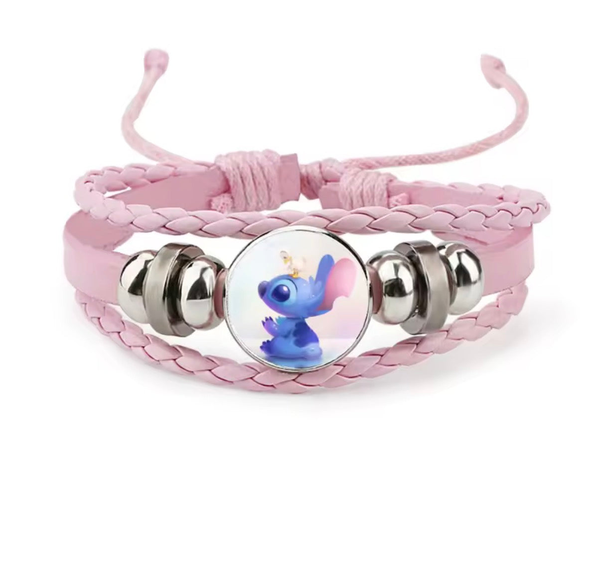 Disney Stitch - Handmade Woven Bracelet Sapphire Blue, Pink & Black Multilayer Cowhide Pendant Rope Bracelet - Animation Surrounding - Kids Birthday / Christmas Gift - 27 Various Designs