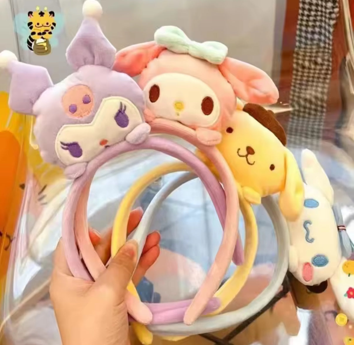Sanrio Plush Kids Headband - My Melody, Kuromi, Cinnamoroll, Pompom Purin Hair Cute Accessories Kawaii Anime Cartoon Plush Headdress Girls Gift