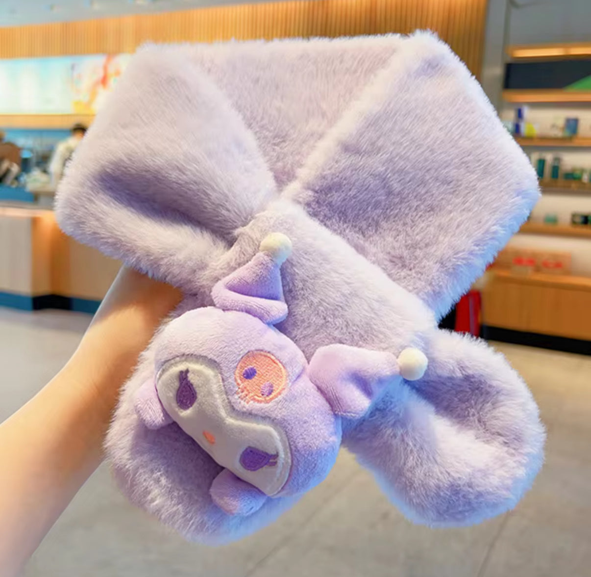 Sanrio Plush Scarf Anime Cartoon My Melody, Kuromi, Cinnamoroll, Pompompurin - Autumn/Winter Soft Warm Scarf - Girls Christmas Gifts