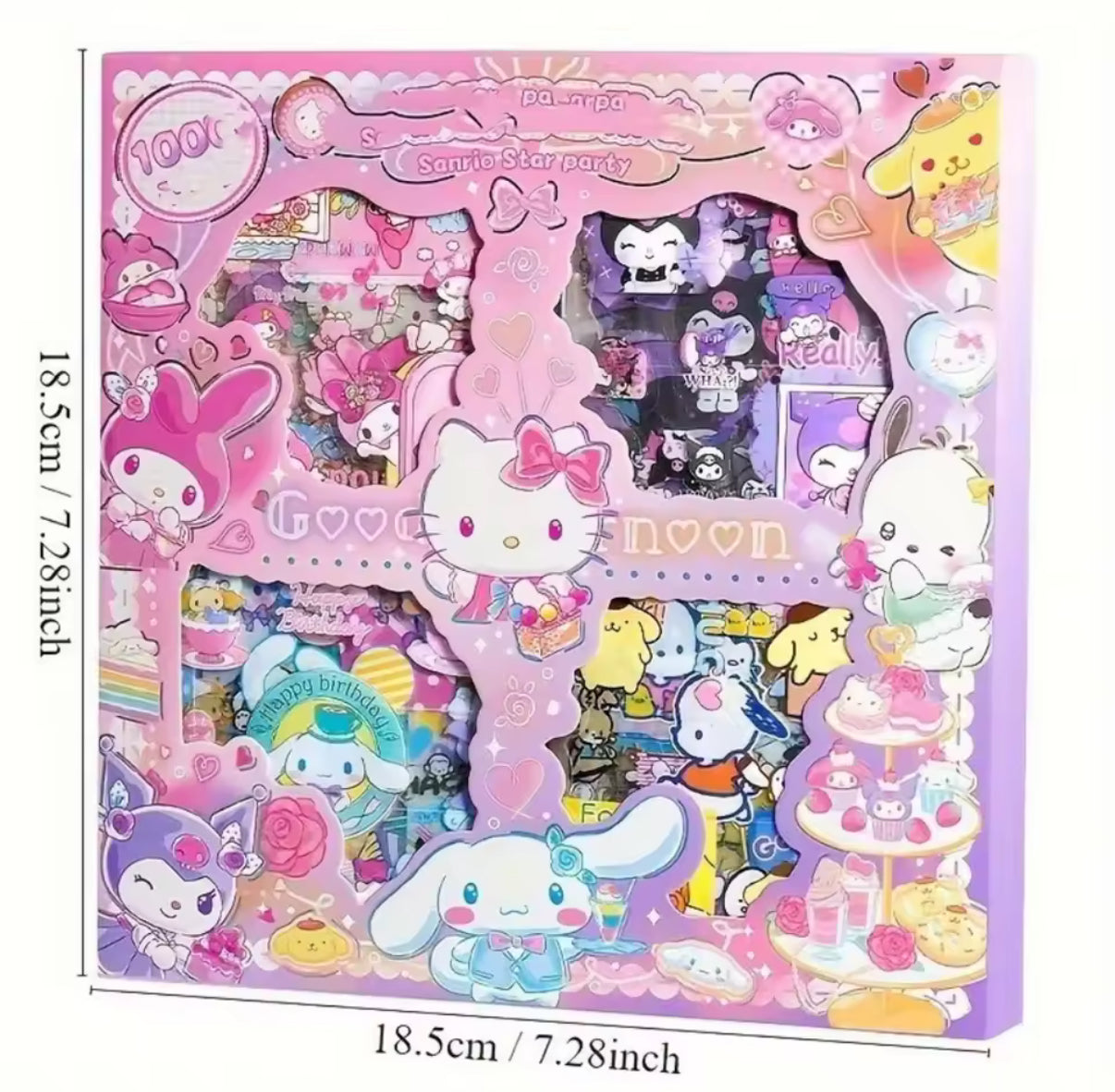 100Pcs Sanrio - Kuromi, Melody, Cinnamoroll & Hello Kitty Transparent Waterproof Stickers Cartoon DIY Stationery - Sticker Gift Box - Perfect Birthday / Christmas Gift**