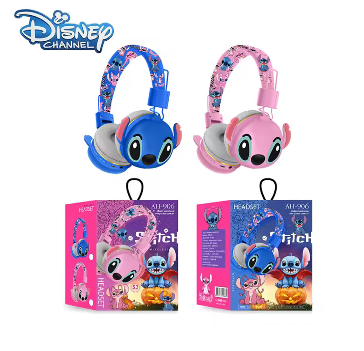 New Disney Stitch Bluetooth Headphones AH-906 Wireless
Earbuds HIFI Sound Foldable Headsets with Mic Anime Cartoon Kids Gifts - Perfect Christmas/Birthday Gift