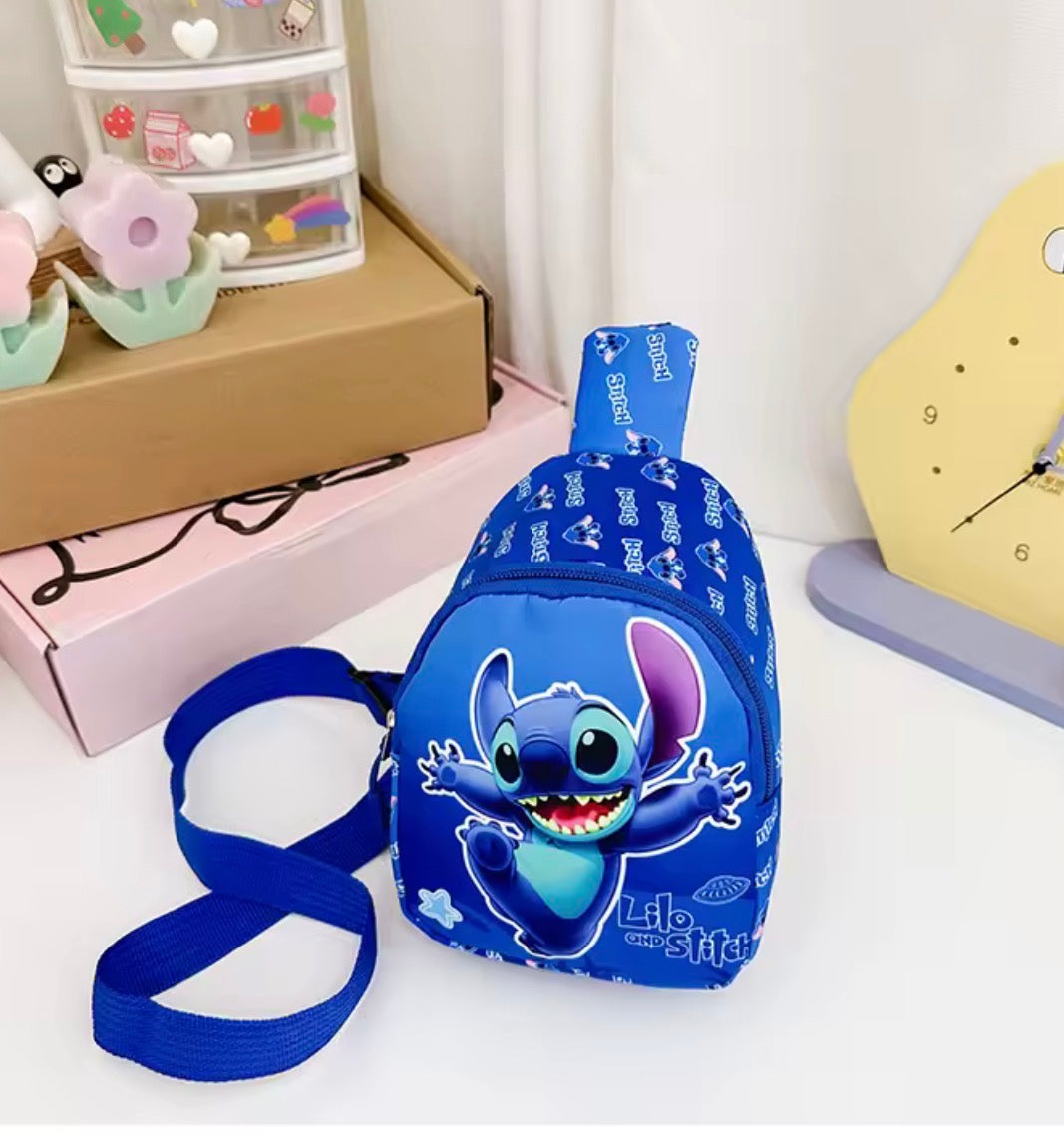 Disney Stitch Chest Bag - Cute Mini Outdoor School / Travel Shoulder Bag For Boys &
Girls - Children’s Zipper Waist Bag Kawaii Gift - Available in 13
Different Colours & Designs