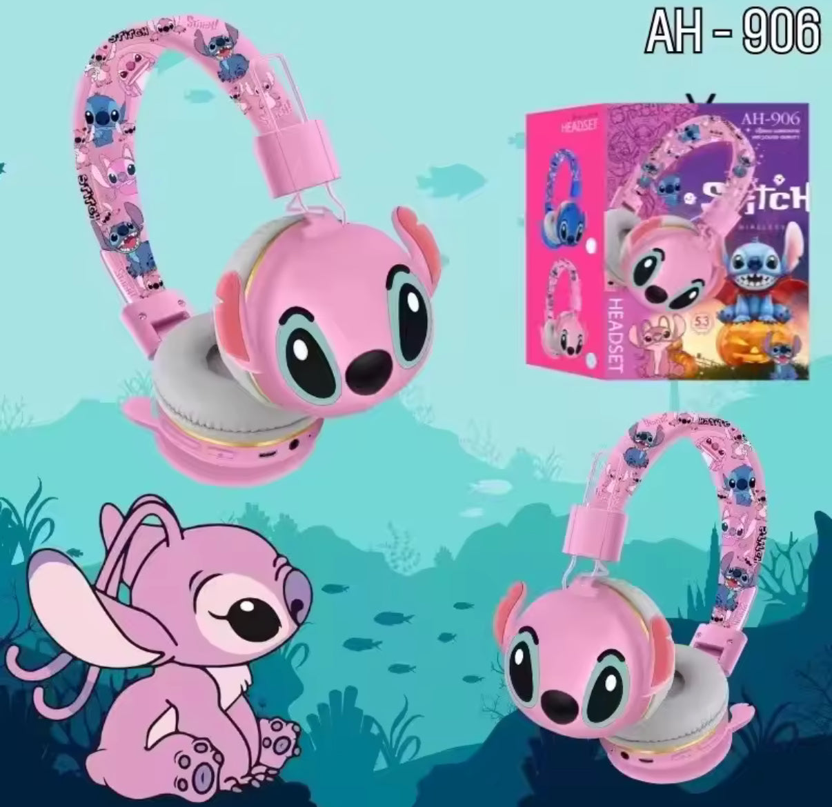 New Disney Stitch Bluetooth Headphones AH-906 Wireless
Earbuds HIFI Sound Foldable Headsets with Mic Anime Cartoon Kids Gifts - Perfect Christmas/Birthday Gift