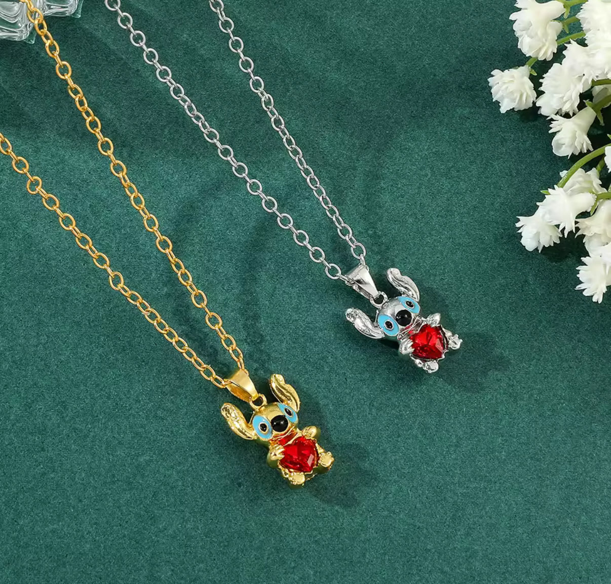 Stitch Necklace Kawaii Stitch Heart Shaped Charm Pendant Necklace Cute Cartoon Anime Women's Neck Ornaments
Fashion Jewellery - Available In Gold & Silver Colour - Perfect Christmas / Birthday Gift