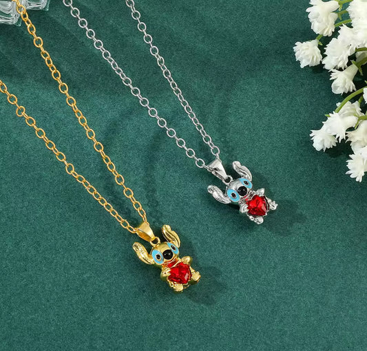 Stitch Necklace Kawaii Stitch Heart Shaped Charm Pendant Necklace Cute Cartoon Anime Women's Neck Ornaments
Fashion Jewellery - Available In Gold & Silver Colour - Perfect Christmas / Birthday Gift