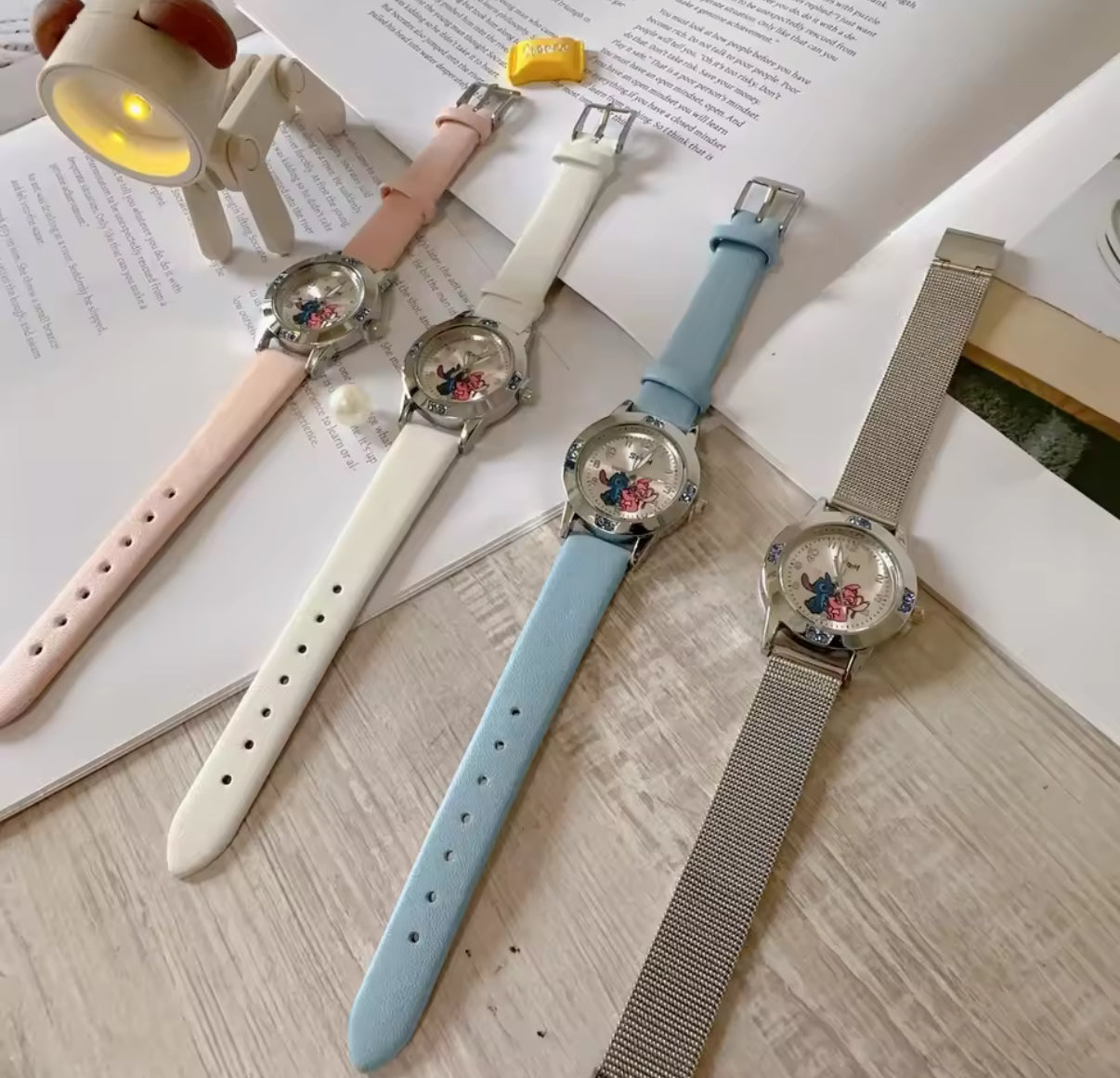 Disney Stitch Fashion Children's Cartoon Watch Kawaii Anime Figure Leather Quartz Wristband watch boys girls kids Gifts - Many
Different Colours & Designs