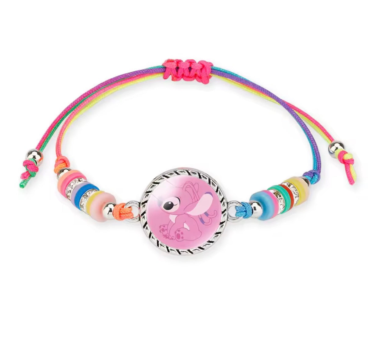 Disney Lilo & Stitch / Angel Anime Bracelet Cartoon Lilo & Stitch Adjustable Rope Rainbow Coloured Beads Pendant Cute Wristand - Accessories Kids Toys Girls Bracelet Christmas Party Gift -
19 Different Designs
Stitch