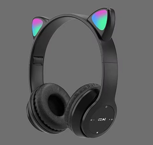 Black Wireless Bluetooth Headset Music / Gamer Cat LED Light Waterproof Noise Cancelling Wireless Headphones Bluetooth Earphones - Perfect
Birthday / Christmas Gift