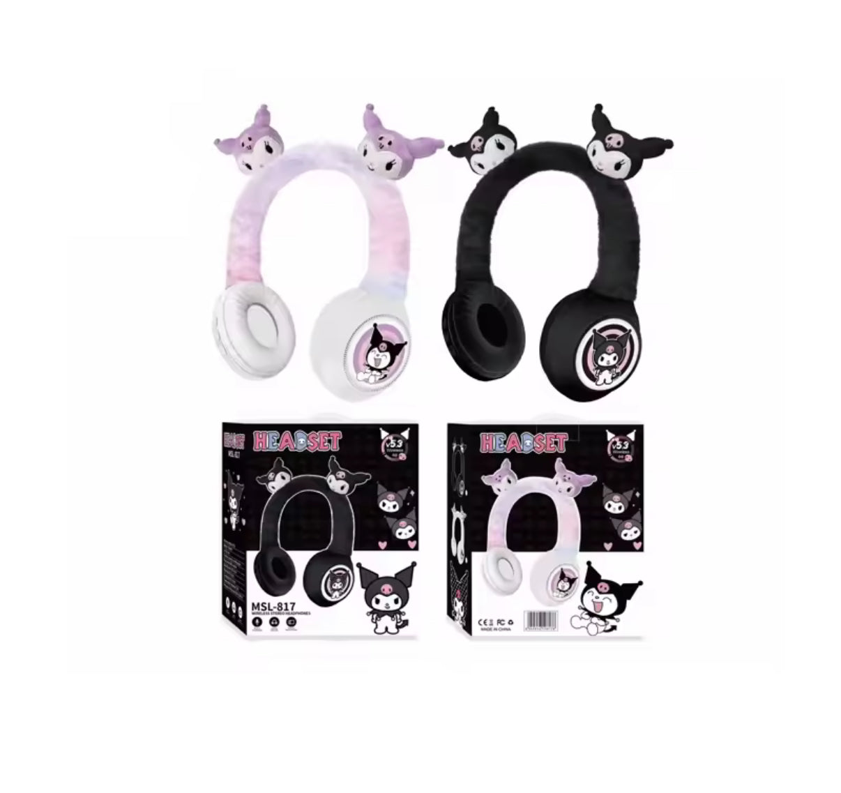 Sanrio Kuku Black / White Wireless Bluetooth
Headphones HIFI Stereo Plush Headphones with Microphone
Children's Gifts Anime Cartoon - Perfect Birthday / Christmas Gift**