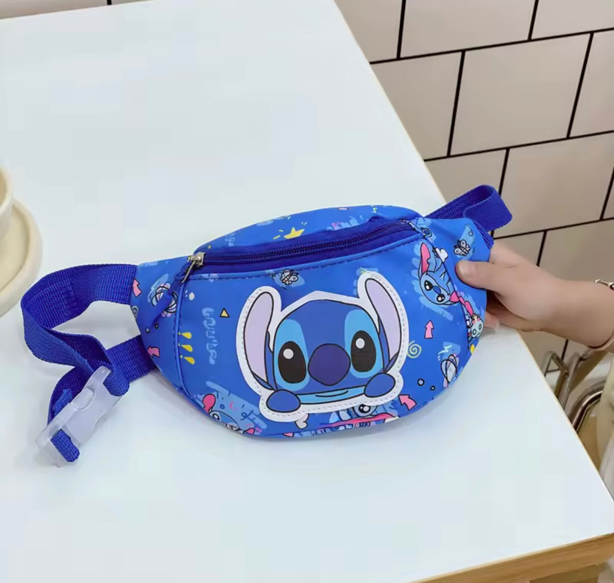 Anime Stitch Children's Crossbody Bag Cartoon Pink & Blue Stitch Shoulder Bag - Chest Bag Of Boys & Girl's - Perfect For Travel & School - Birthday / Christmas Gift