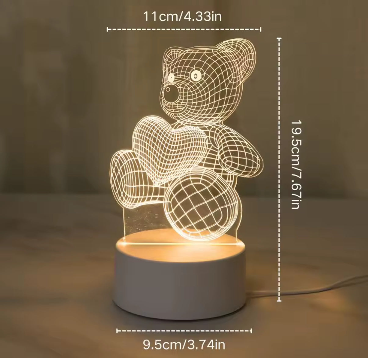 Care Bear 3D Night Light - Romantic Bedroom
Decoration and Atmosphere Light - Perfect for Kids & Adults