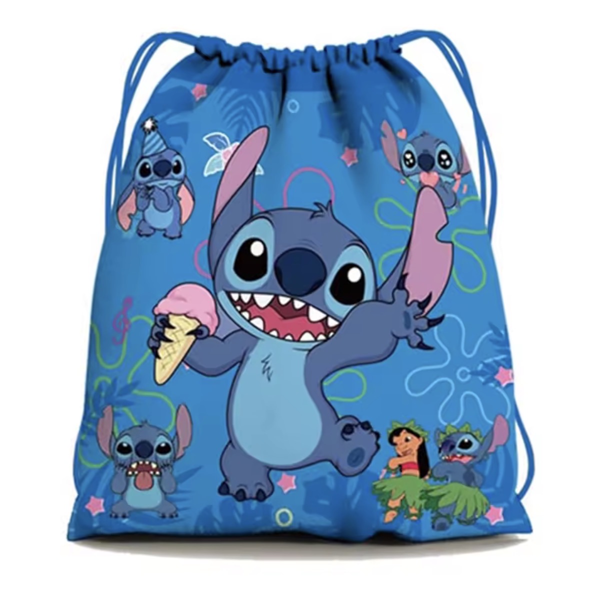 Disney Anime Stitch Non-Woven Drawstring Bag - Kawaii Lilo & Stitch / Angel - Birthday Party Gift Bag - School / Travel Bag - Children’s Shoulder Storage Bag Gifts